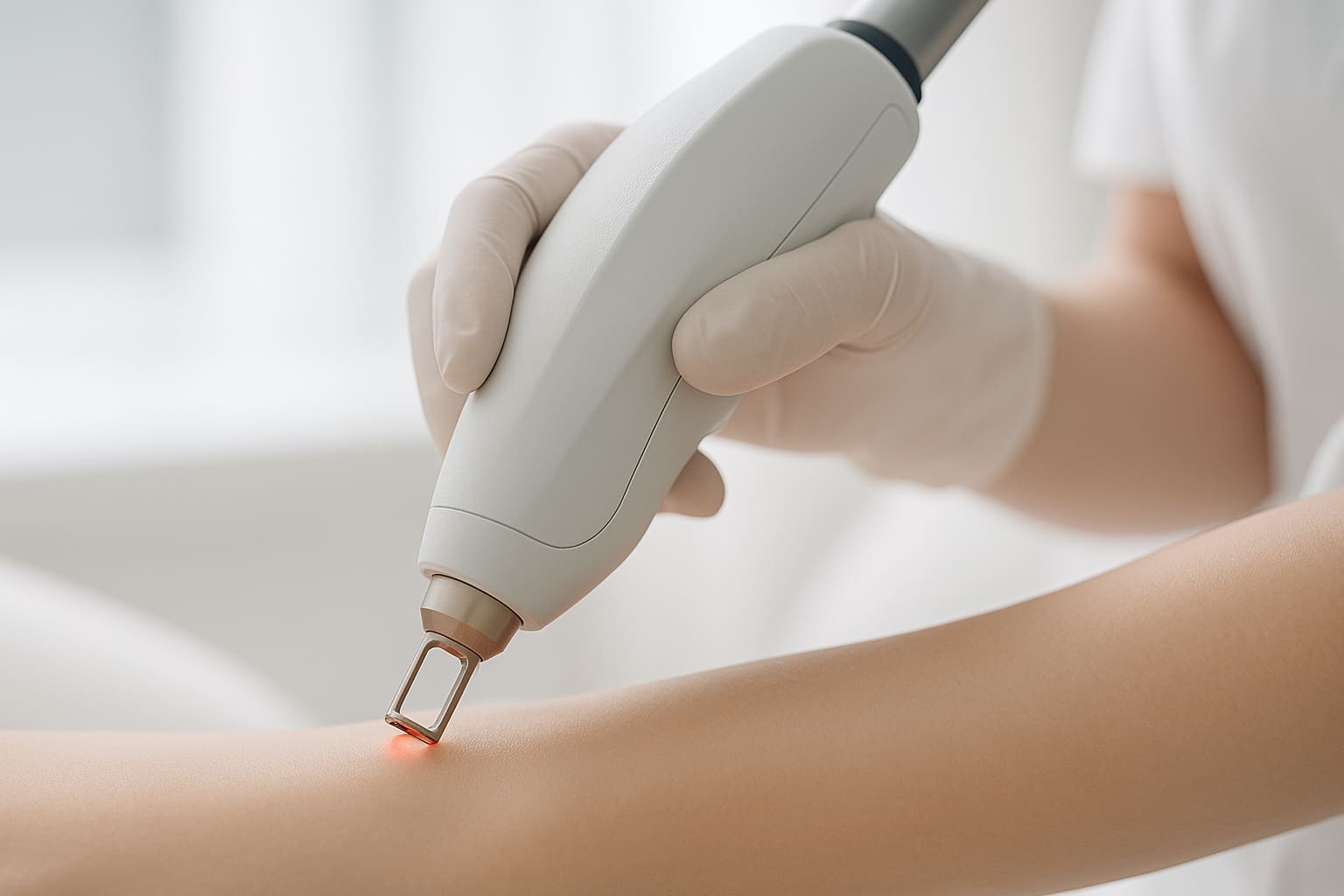 Clinical laser calibration at Beauty Medica before skin treatment